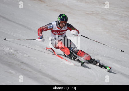 Yuzawa-Machi, Niigata, Japan. 14. Februar 2016. David Chodounsky (USA) Ski Alpin: FIS Ski Alpin Weltcup Herren Slalom in Yuzawa Naeba Naeba Ski Resort in Yuzawa-Machi, Niigata, Japan. © AFLO SPORT/Alamy Live-Nachrichten Stockfoto