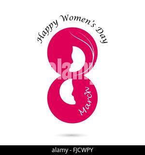8. März-Logo Vektor gestalterischen mit internationalen Frauen Tag Konzept. Damen-Tag-Symbol. Wirtschaft, Bildung und Industrie Stock Vektor