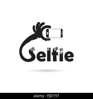 Einnahme von Selfie Porträtfoto auf Smartphone-Konzept-Symbol. Selfie-Konzept-Design-Element. Vektor-illustration Stock Vektor