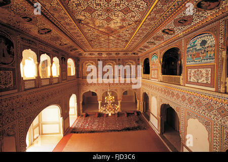 Samode Palace, Jaipur, Rajasthan, Indien, Asien Stockfoto