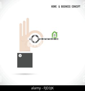 Schlüssel und Haus Symbol abstrakte Logo-Vektor-Design mit Business-Konzept. Unternehmen kreative Logo Symbol. Stock Vektor
