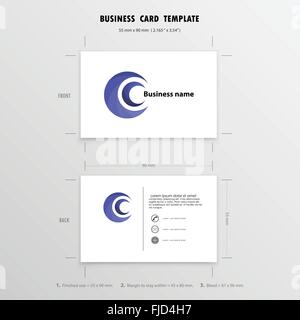 Abstrakte kreative Visitenkarten-Design-Vorlage. Name-Karten-Symbol.  Größe 55 x 90 mm (2.165 in x 3,54 Zoll). Stock Vektor