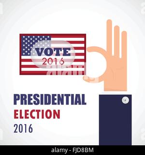 Voting-Konzept. Geschäftsmann Hand und Stimmzettel mit Amerika Präsidentschaftswahl 2016.Vector illustration Stock Vektor