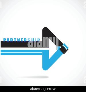 Kreative Zeichen und Händedruck abstrakte Muster Pfeilsymbol. Business-Konzept. Partnerschaft symbol.vector Abbildung Stock Vektor
