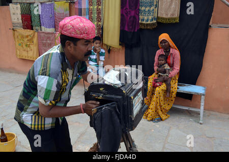 Straßenfotograf, Jaipur, Rajasthan, Indien, Asien Stockfoto