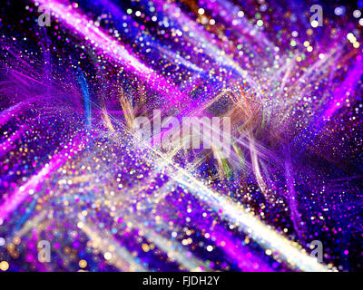 Lila und weißen Chaos mit Partikeln, Computer generierte abstrakten Hintergrund Stockfoto
