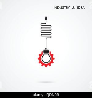 Kreative Glühbirne und Getriebe abstrakte Vektor Banner Entwurfsvorlage. Firmenkundengeschäft industrielle kreative Logo Symbol. Stock Vektor