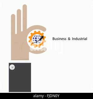 Geschäftsmann Hand zeigt Zielsymbol als Geschäftskonzept. OK Hand Zeichen. Geschäfts- und Vision-Konzept. Firmenlogo, Hand-Ok-symbol Stock Vektor
