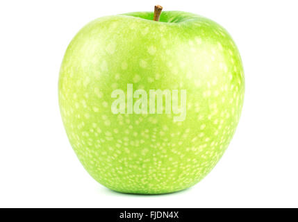 Reifer grüner Apfel isoliert auf weißem Hintergrund. Leckere Vegetarische Rohkost. Gesunde Ernährung Stockfoto