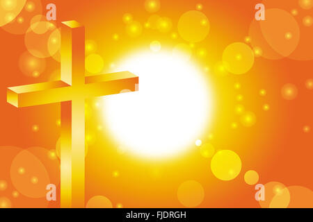 Ostern Jesus Kreuz Christian vor abstrakten orange Sonnenuntergang Hintergrund Illustration 1 Stockfoto