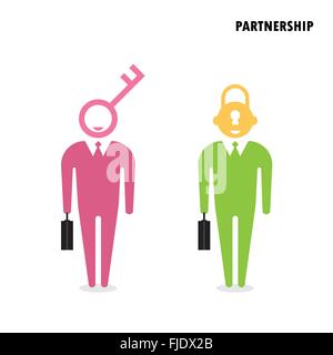 Zwei Unternehmer mit Schlüsselsymbol. Business Solution-Konzept. Flaches Design-Vektor-illustration Stock Vektor