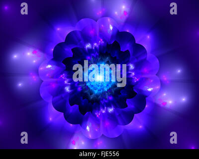 Blau leuchtende mysteriöse Objekt im Raum, Computer generierte abstrakten Hintergrund Stockfoto