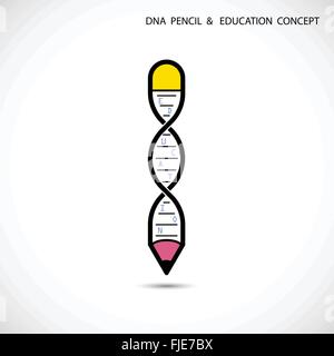 Kreative Bleistift und DNA-Symbol. Bildung und Business-Konzept. Vektor-Illustration. Stock Vektor