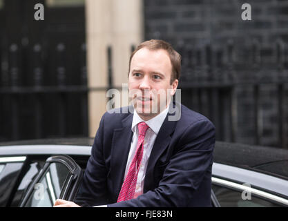 Matthew Hancock, Minister für das Cabinet Office und Paymaster General, kommt in der Nummer 10 Downing Street für eine Kabinettssitzung Stockfoto