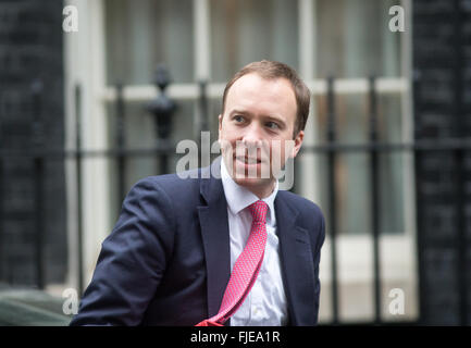 Matthew Hancock, Minister für das Cabinet Office und Paymaster General, kommt in der Nummer 10 Downing Street für eine Kabinettssitzung Stockfoto