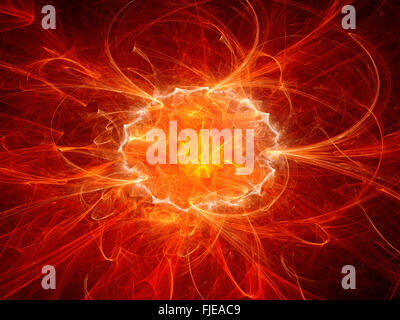 Rote feurige Explosion im Weltraum, Computer generierte abstrakten Hintergrund Stockfoto
