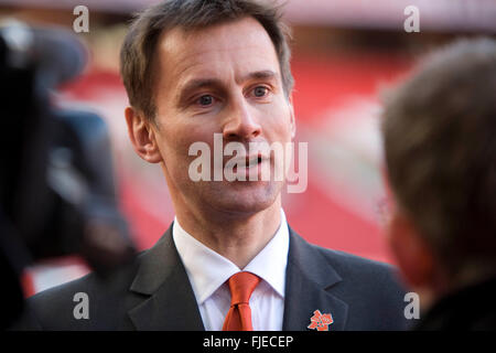 Gesundheitsminister Jeremy Hunt fotografiert an Altes Trafford Manchester Stockfoto