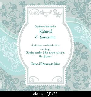 Hochzeitseinladung auf den Pistacio farbige Blumen Hintergrund Stock Vektor