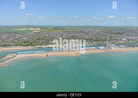 Eine Luftaufnahme des Shoreham Hafen in West Sussex Stockfoto