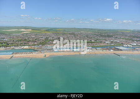 Eine Luftaufnahme des Shoreham Hafen in West Sussex Stockfoto