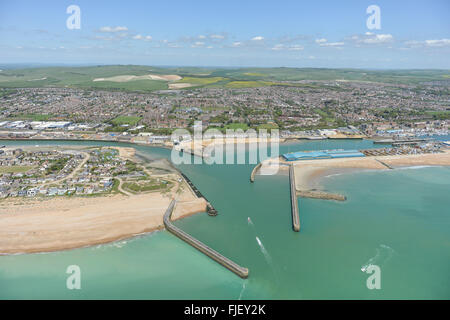 Eine Luftaufnahme des Shoreham Hafen in West Sussex Stockfoto