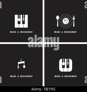 Kreative Musik und Restaurant Symbol abstrakte Logo Design Vektor-Vorlage. Unternehmen kreative Logo Symbol. Stock Vektor