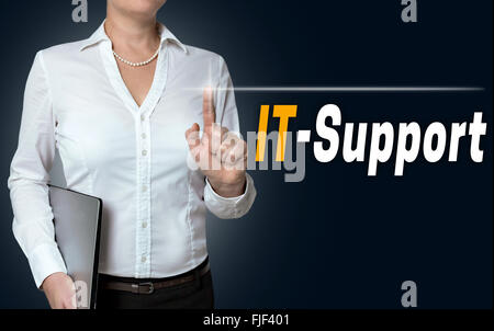 IT-Unterstützung Touchscreen gesteuert Geschäftsfrau. Stockfoto