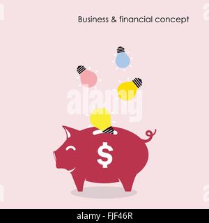 Sparschwein-Symbol mit der Wirtschaft und Finanzkonzept. Währung-Krieg-Konzept. Vektor-illustration Stock Vektor