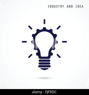 Kreative Glühbirne und Getriebe abstrakte Vektor Banner Entwurfsvorlage. Firmenkundengeschäft industrielle kreative Logo Symbol. Bus Stock Vektor
