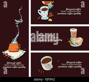 Satz von Flyer Design für das beste Kaffeehaus Stock Vektor