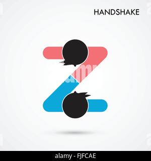 Handshake abstrakte Zeichen Vektor-Design-Vorlage. Kreative Geschäftsidee. Angebot, Vertrag, Team, Zusammenarbeit Symbol Symbol. Stock Vektor