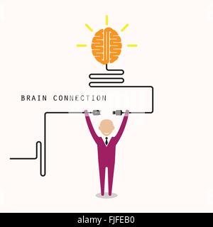 Geschäftsmann und kreative Glühbirne Symbol mit Idee und wissen unterzeichnen. Wirtschaft und Bildung Konzept. Stock Vektor