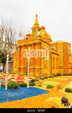 Kunst gemacht von Zitronen und Orangen in der berühmten Zitronenfest in Menton, Frankreich (Fete du Citron) Stockfoto