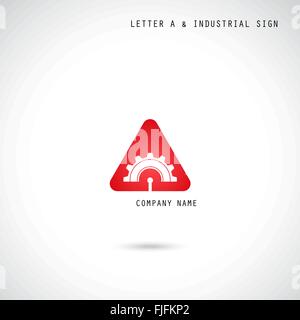 Kreative A Symbol abstrakte Logo Design Vektor Briefvorlage mit Industrie und Zahnrad-Symbol. Corporate Business und Industrie Stock Vektor