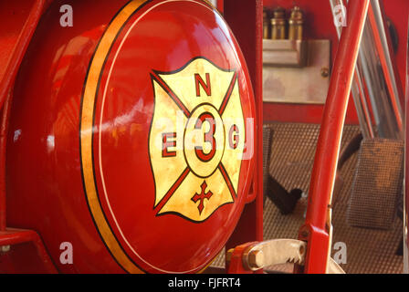 1902 amerikanischen Metropolitan Feuerwehrauto Detail, große Oregon Dampf-Up, antike Powerland, Brooks, Oregon Stockfoto