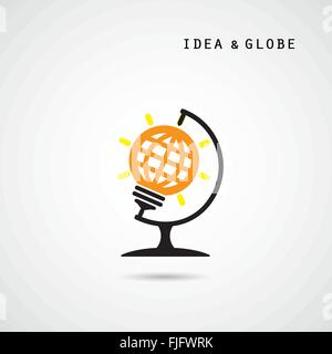 Kreative Birne abstrakte Vektor-Logo-Design und Globus unterzeichnen. Firmenkundengeschäft industrielle kreative Logo Symbol. Stock Vektor
