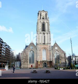 Sint-Laurenskerk (Sankt-Lorenz-Kirche) eine mittelalterliche Kirche in Rotterdam, Niederlande auf Grotekerkplein Quadratmeter (Stich von 2) Stockfoto