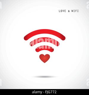 Herzform und Wifi unterzeichnen. Happy Valentinstag Hintergrund. Vektor-illustration Stock Vektor