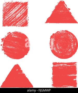 Satz von geometrischen Formen, in Aquarell gemalt. Hintergründe und Texturen Stock Vektor