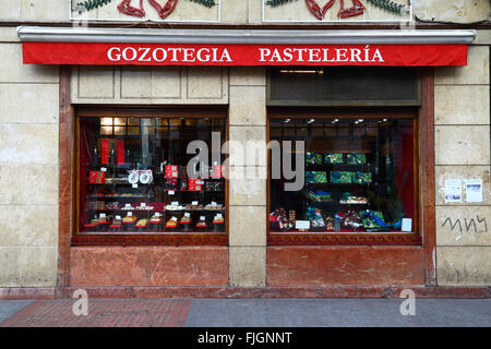 Gozotegia Pasteleria / Kuchen / Süßwaren shop in Bilbao, Baskenland, Spanien Stockfoto