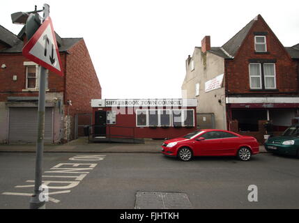 Als Stadtrat aufbauend auf Patchwork-Reihe, Shirebrook, Derbyshire England UK Stockfoto