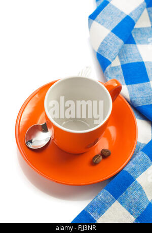 leere Tasse Kaffee isoliert auf weißem Hintergrund Stockfoto
