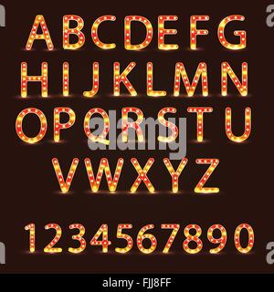 Alphabet-set mit realistischen Lampe Stock Vektor