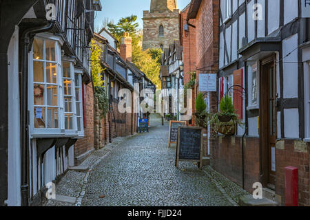 Church Lane in historischen ländlichen Stadt von Ledbury, Herefordshire, England, Großbritannien Stockfoto