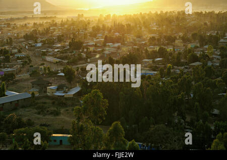 Die Stadt Axum (oder Aksum) bei Sonnenuntergang, Tigray Region, Äthiopien Stockfoto