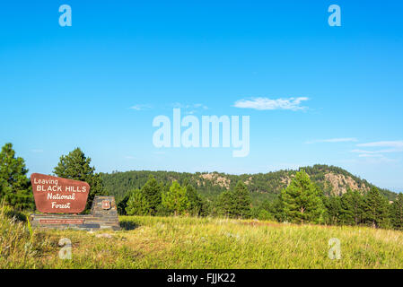 Melden Sie die Grenze der Black Hills National Forest Stockfoto