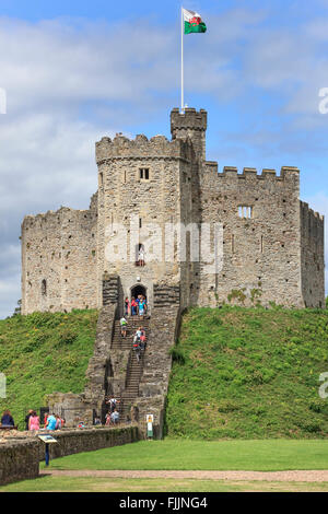 Cardiff Castle halten Sie auf dem Gelände des Schlosses. Stockfoto