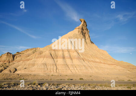 Geologische Formationen in Las Bardenas Reales Wüste, Navarra, Spanien. Stockfoto