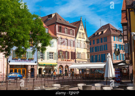 Typische Häuser in der alten Stadt, Colmar, Elsass, Haut-Rhin, Frankreich, Europa Stockfoto