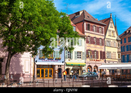 Typische Häuser in der alten Stadt, Colmar, Elsass, Haut-Rhin, Frankreich, Europa Stockfoto